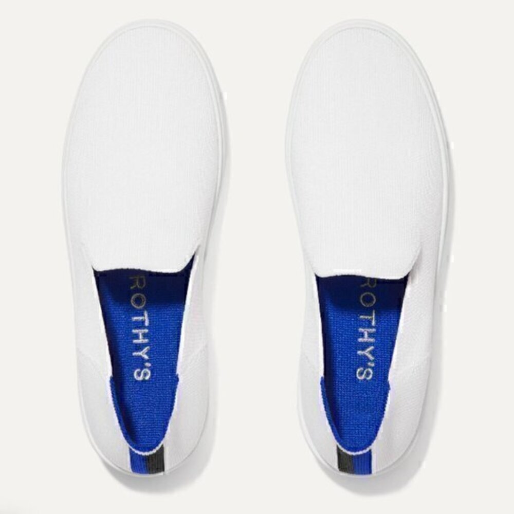Rothy's Womens 10 The Sneaker Bright White Slip On Flexible Knit Flat Shoes